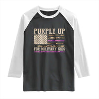 Purple Up For Military Kids Raglan Shirt Military Child Month USA Flag Camouflage