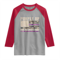 Purple Up For Military Kids Raglan Shirt Military Child Month USA Flag Camouflage