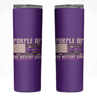 Purple Up For Military Kids Skinny Tumbler Military Child Month USA Flag Camouflage