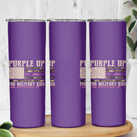 Purple Up For Military Kids Skinny Tumbler Military Child Month USA Flag Camouflage