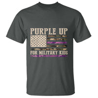 Purple Up For Military Kids T Shirt Military Child Month USA Flag Camouflage