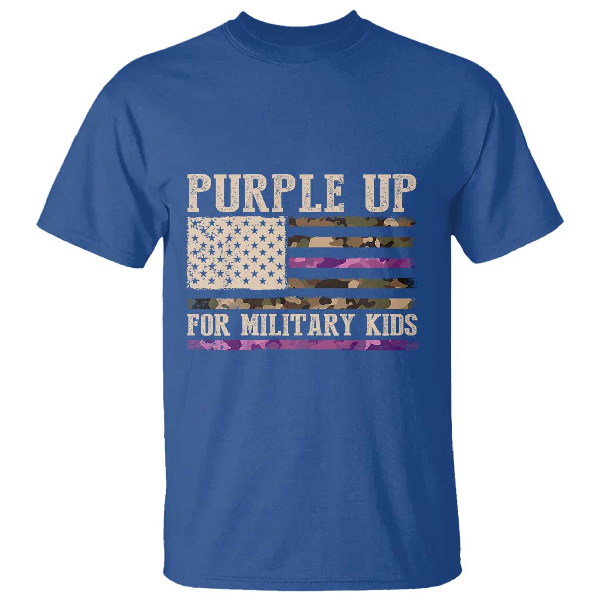 Purple Up For Military Kids T Shirt Military Child Month USA Flag Camouflage