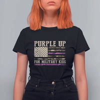Purple Up For Military Kids T Shirt For Women Military Child Month USA Flag Camouflage