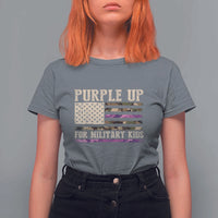 Purple Up For Military Kids T Shirt For Women Military Child Month USA Flag Camouflage
