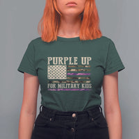 Purple Up For Military Kids T Shirt For Women Military Child Month USA Flag Camouflage