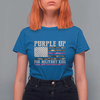 Purple Up For Military Kids T Shirt For Women Military Child Month USA Flag Camouflage