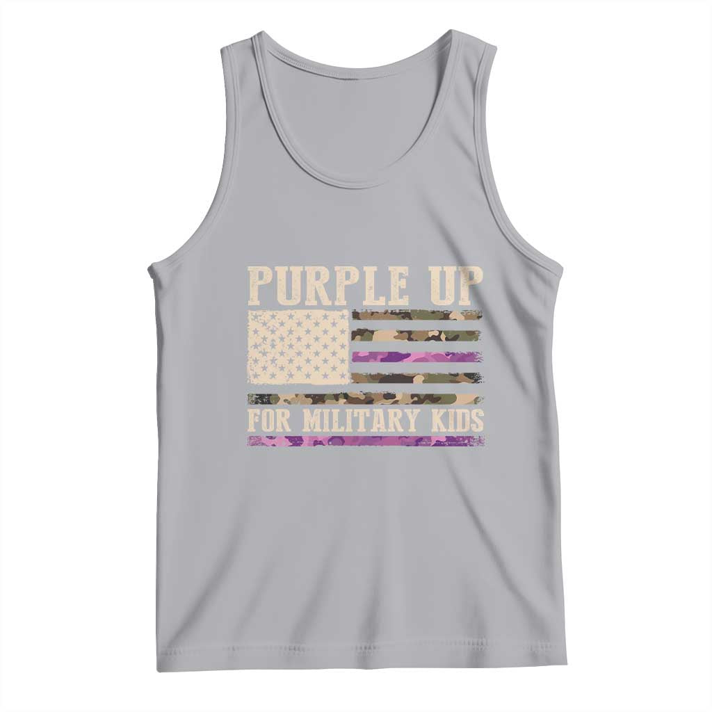 Purple Up For Military Kids Tank Top Military Child Month USA Flag Camouflage