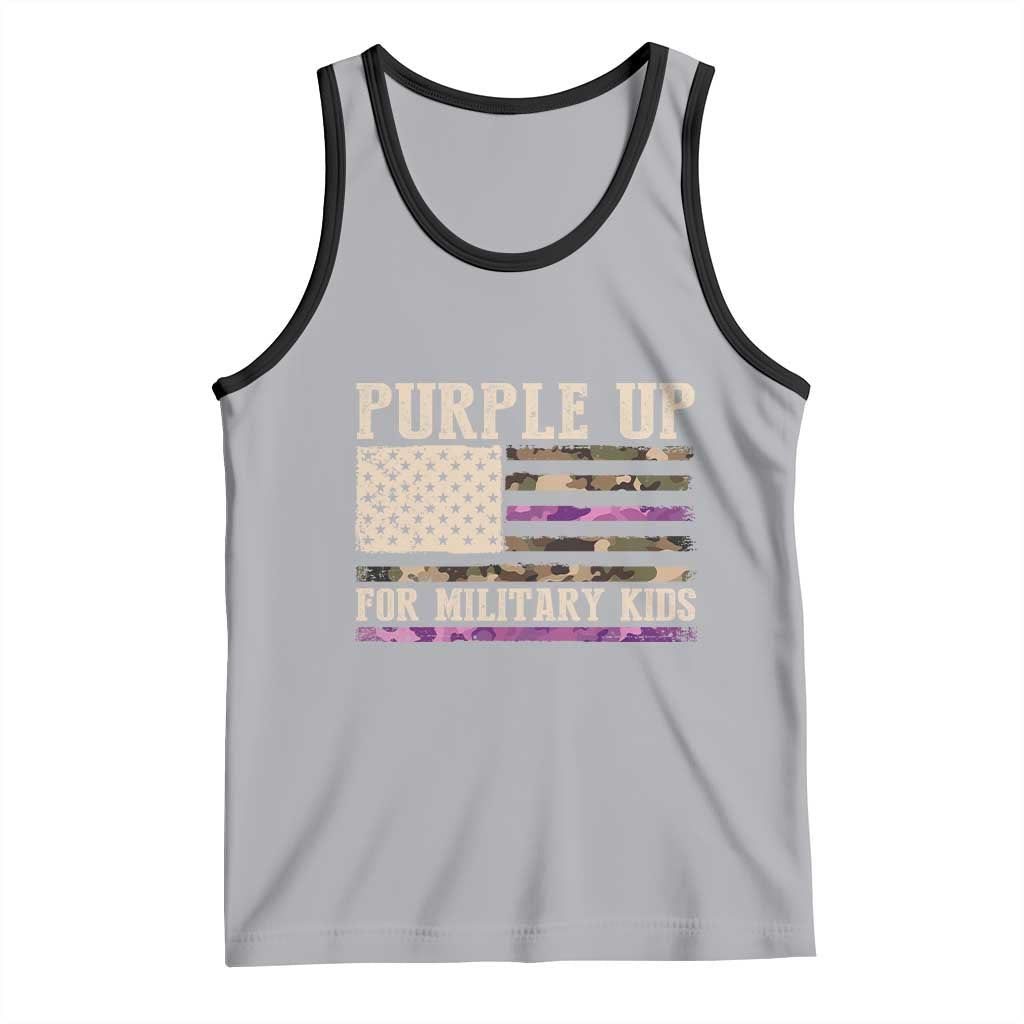 Purple Up For Military Kids Tank Top Military Child Month USA Flag Camouflage