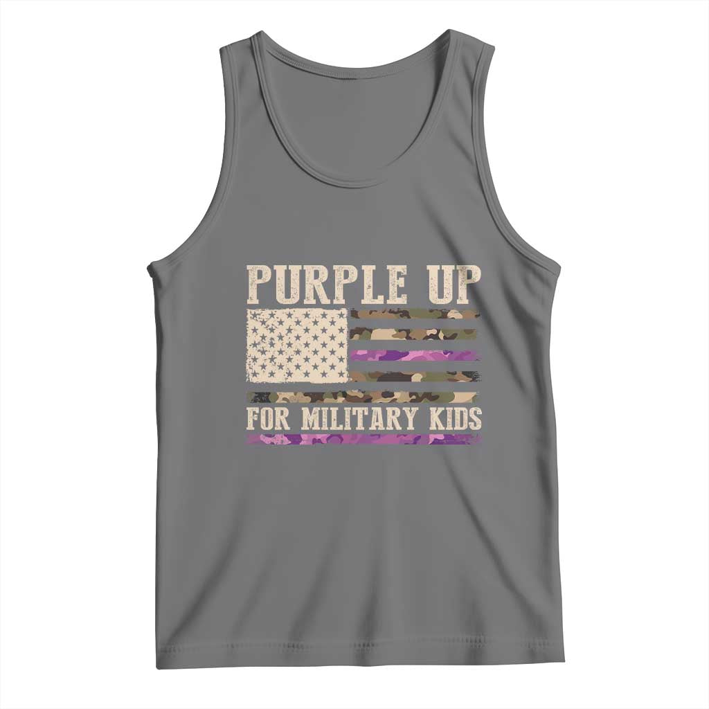 Purple Up For Military Kids Tank Top Military Child Month USA Flag Camouflage
