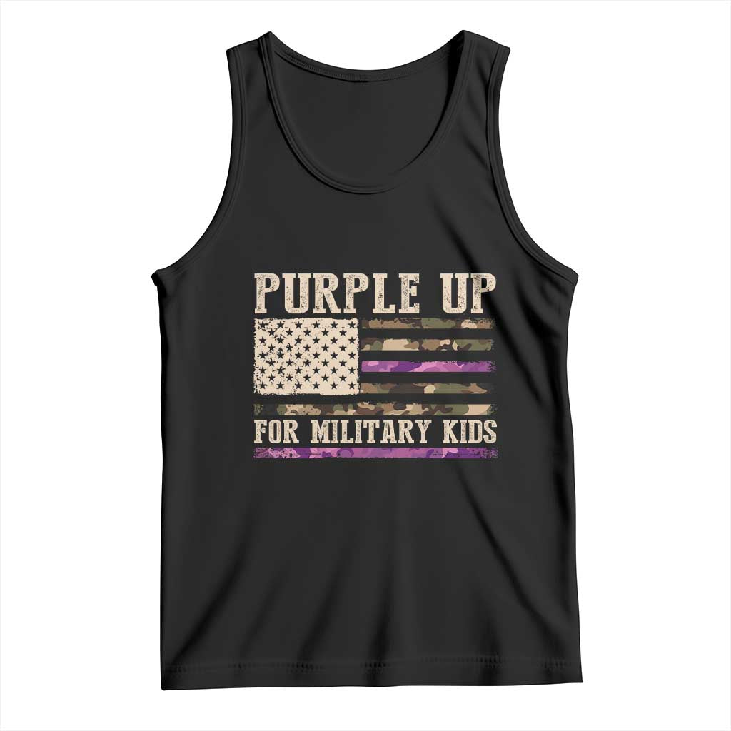 Purple Up For Military Kids Tank Top Military Child Month USA Flag Camouflage