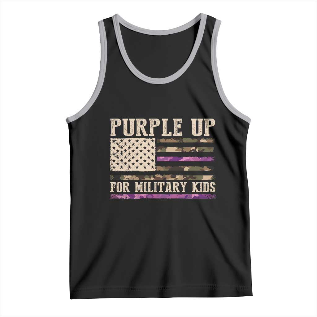 Purple Up For Military Kids Tank Top Military Child Month USA Flag Camouflage