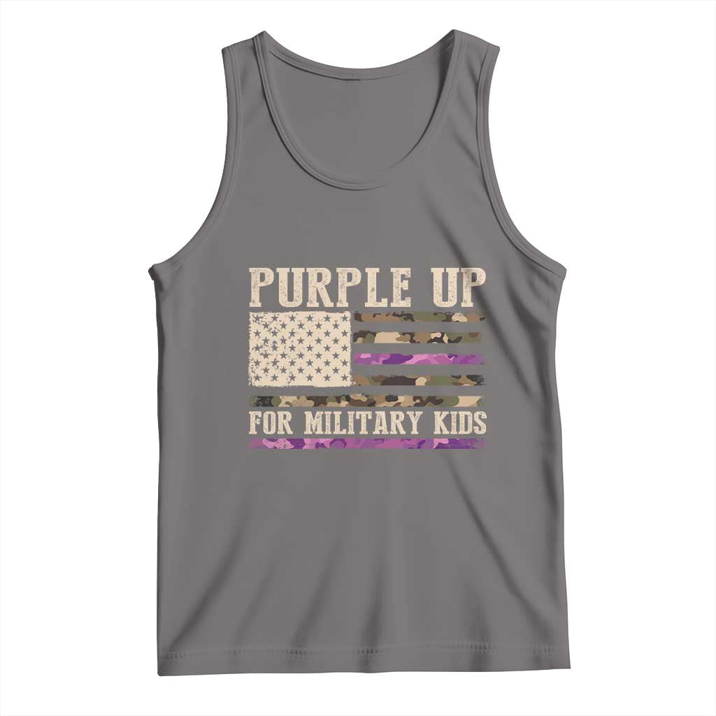 Purple Up For Military Kids Tank Top Military Child Month USA Flag Camouflage