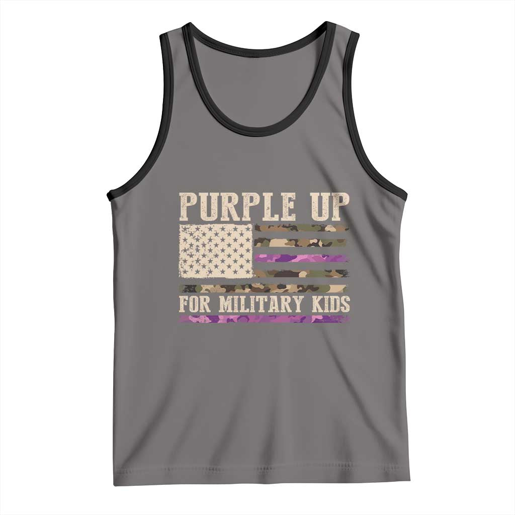 Purple Up For Military Kids Tank Top Military Child Month USA Flag Camouflage