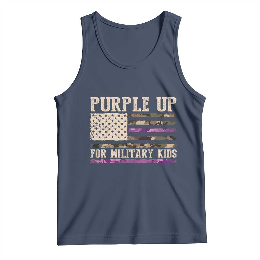 Purple Up For Military Kids Tank Top Military Child Month USA Flag Camouflage