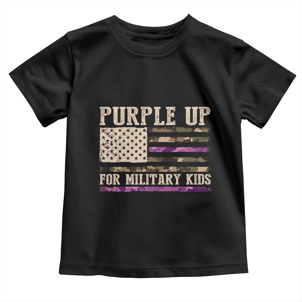 Purple Up For Military Kids Toddler T Shirt Military Child Month USA Flag Camouflage