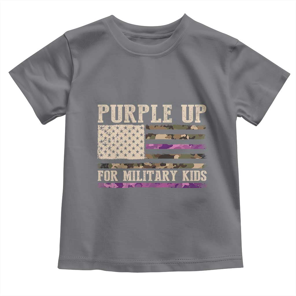 Purple Up For Military Kids Toddler T Shirt Military Child Month USA Flag Camouflage