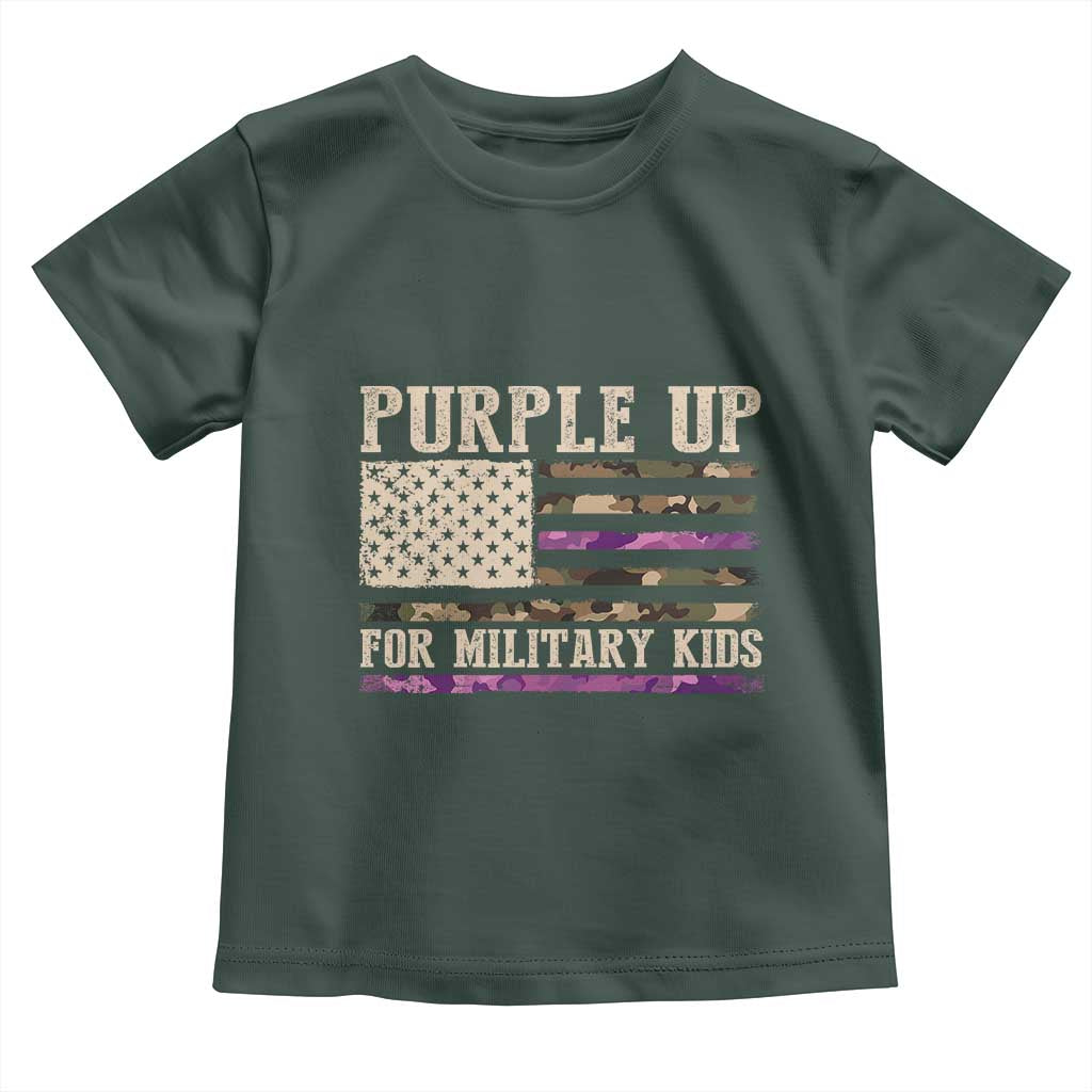 Purple Up For Military Kids Toddler T Shirt Military Child Month USA Flag Camouflage