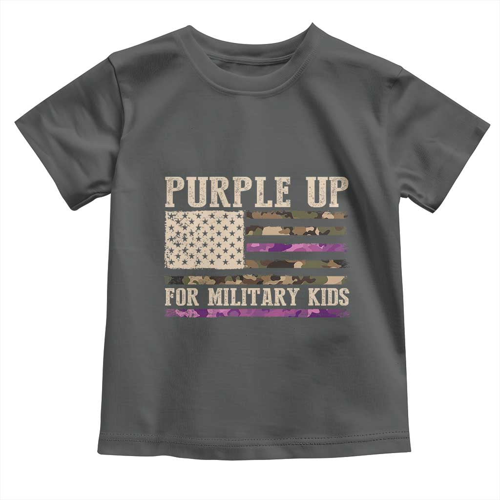 Purple Up For Military Kids Toddler T Shirt Military Child Month USA Flag Camouflage
