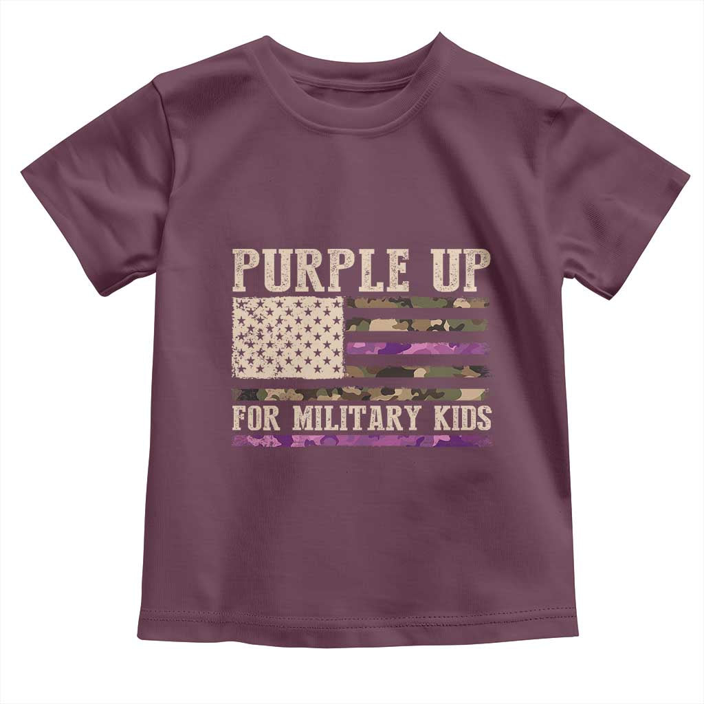 Purple Up For Military Kids Toddler T Shirt Military Child Month USA Flag Camouflage