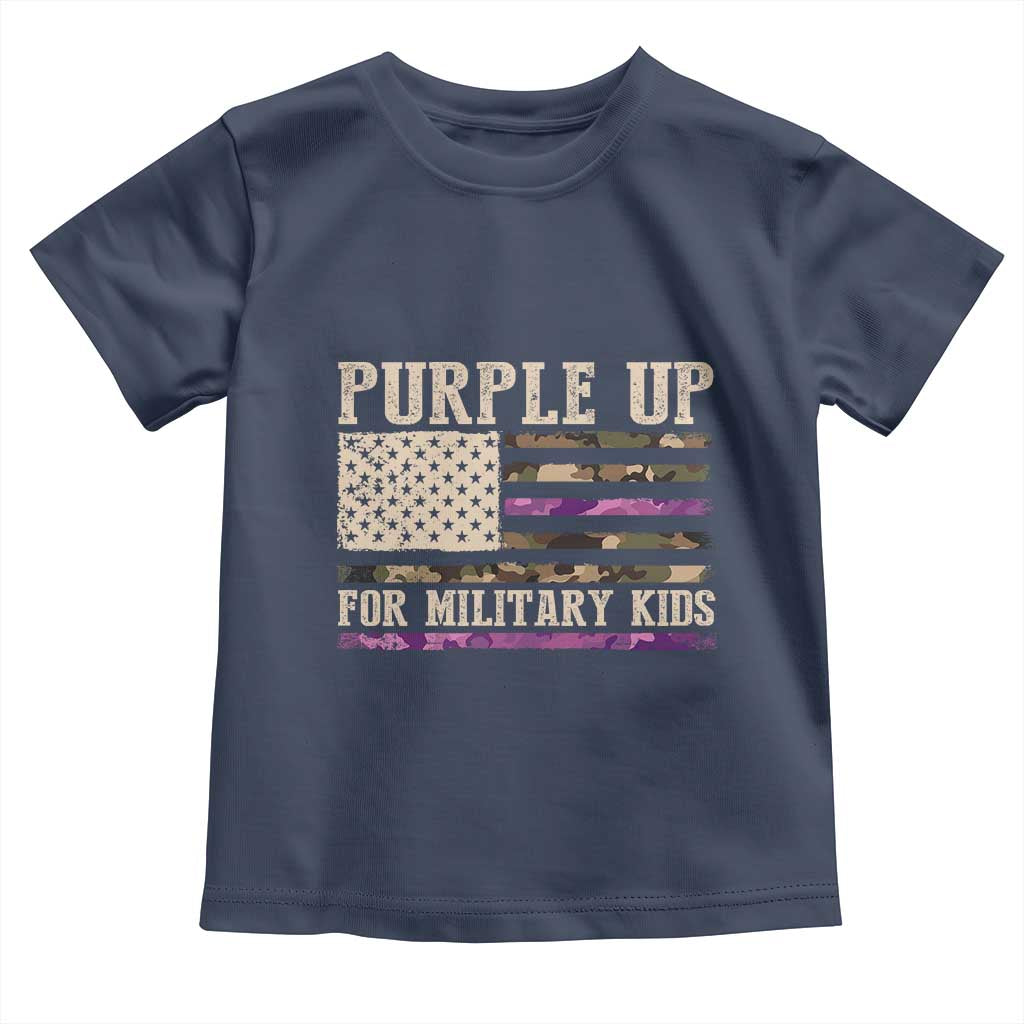 Purple Up For Military Kids Toddler T Shirt Military Child Month USA Flag Camouflage