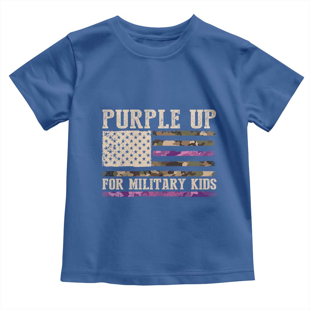 Purple Up For Military Kids Toddler T Shirt Military Child Month USA Flag Camouflage