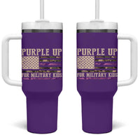 Purple Up For Military Kids Tumbler With Handle Military Child Month USA Flag Camouflage
