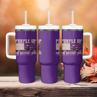Purple Up For Military Kids Tumbler With Handle Military Child Month USA Flag Camouflage