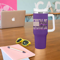 Purple Up For Military Kids Tumbler With Handle Military Child Month USA Flag Camouflage