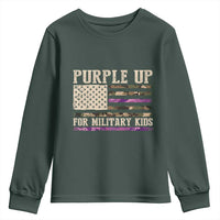 Purple Up For Military Kids Youth Sweatshirt Military Child Month USA Flag Camouflage