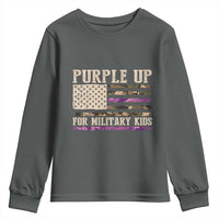 Purple Up For Military Kids Youth Sweatshirt Military Child Month USA Flag Camouflage