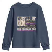 Purple Up For Military Kids Youth Sweatshirt Military Child Month USA Flag Camouflage