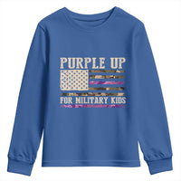 Purple Up For Military Kids Youth Sweatshirt Military Child Month USA Flag Camouflage