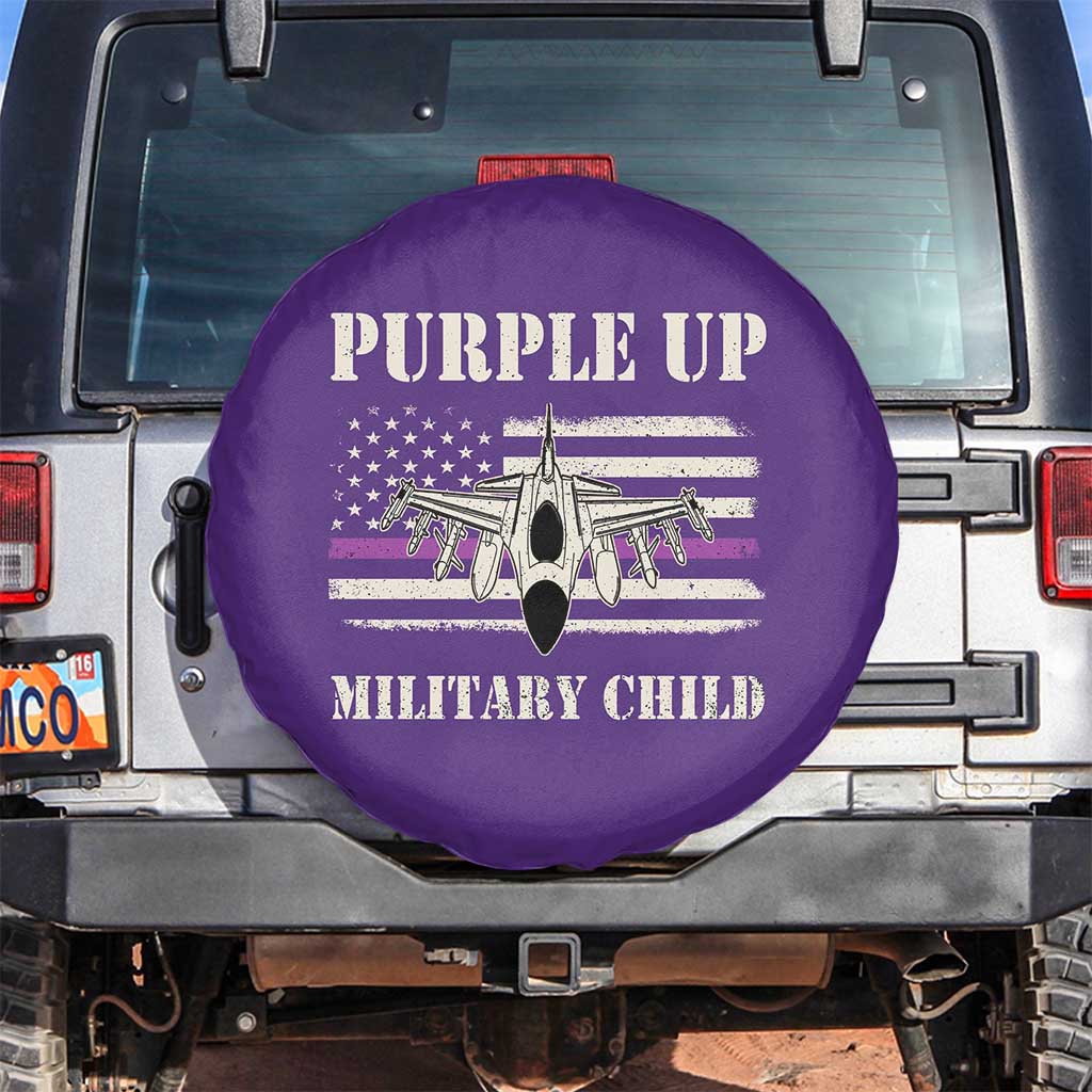 Purple Up For Military Kids Spare Tire Cover Month of Military Child Kids Air Force US Flag
