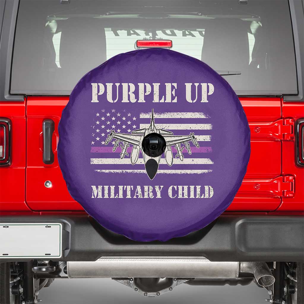 Purple Up For Military Kids Spare Tire Cover Month of Military Child Kids Air Force US Flag
