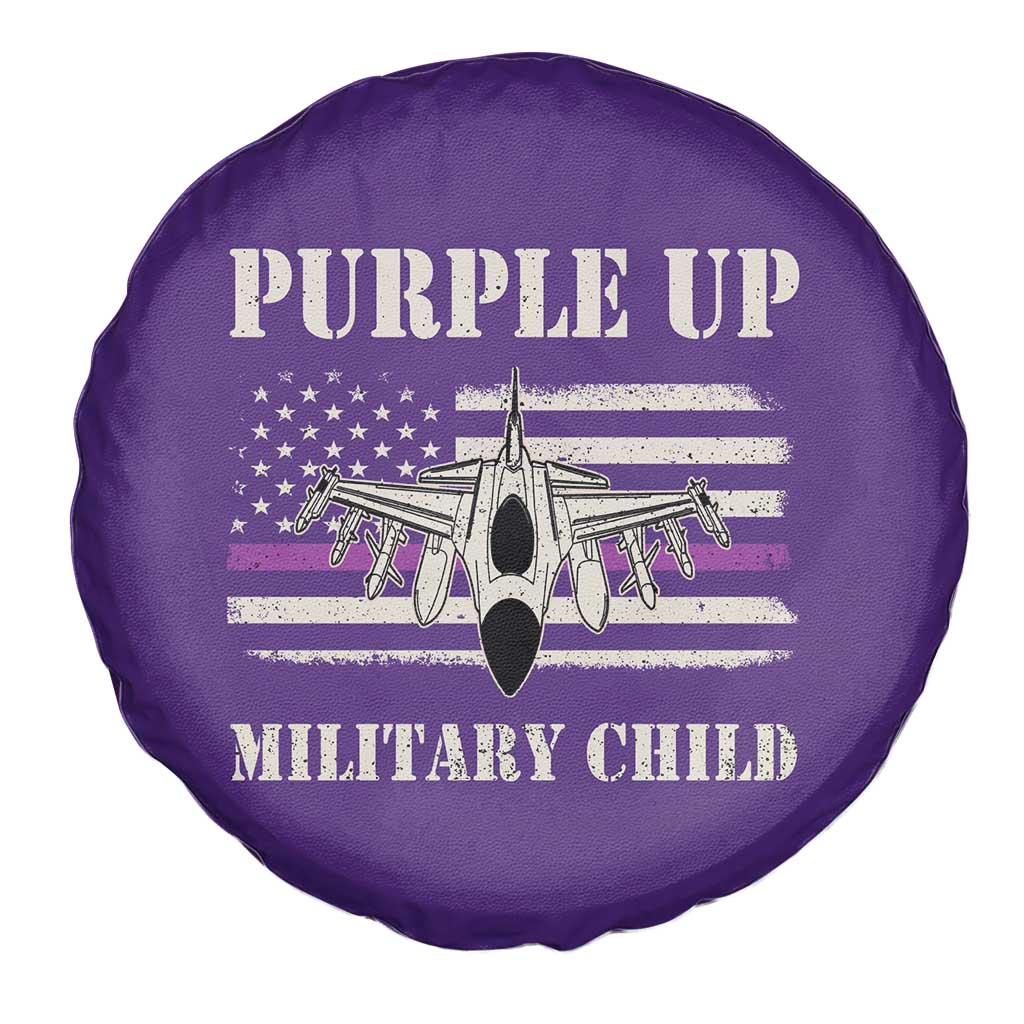 Purple Up For Military Kids Spare Tire Cover Month of Military Child Kids Air Force US Flag
