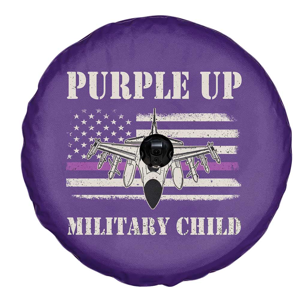 Purple Up For Military Kids Spare Tire Cover Month of Military Child Kids Air Force US Flag