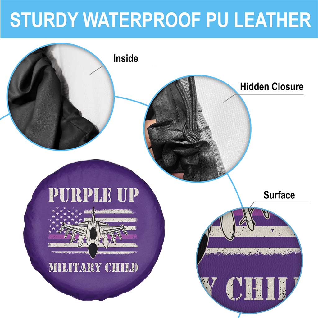 Purple Up For Military Kids Spare Tire Cover Month of Military Child Kids Air Force US Flag