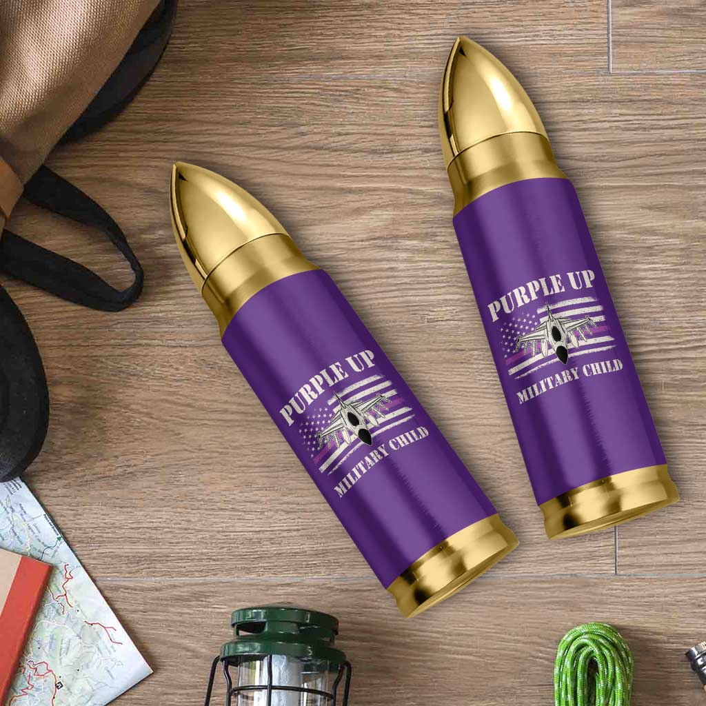 Purple Up For Military Kids Bullet Tumbler Month of Military Child Kids Air Force US Flag