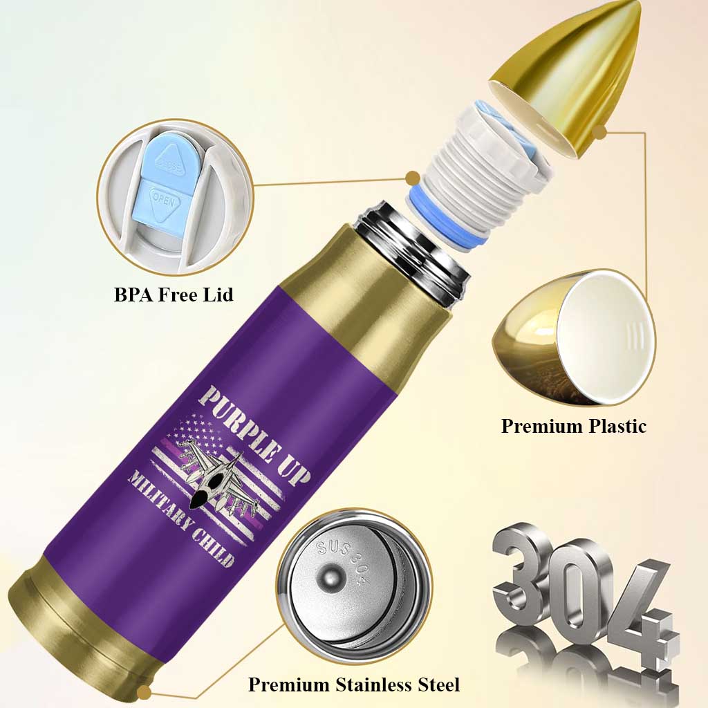 Purple Up For Military Kids Bullet Tumbler Month of Military Child Kids Air Force US Flag