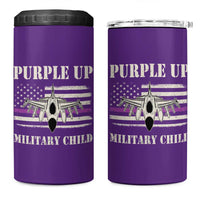 Purple Up For Military Kids 4 in 1 Can Cooler Tumbler Month of Military Child Kids Air Force US Flag