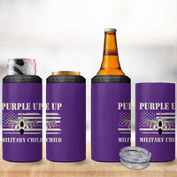 Purple Up For Military Kids 4 in 1 Can Cooler Tumbler Month of Military Child Kids Air Force US Flag