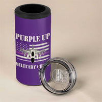 Purple Up For Military Kids 4 in 1 Can Cooler Tumbler Month of Military Child Kids Air Force US Flag