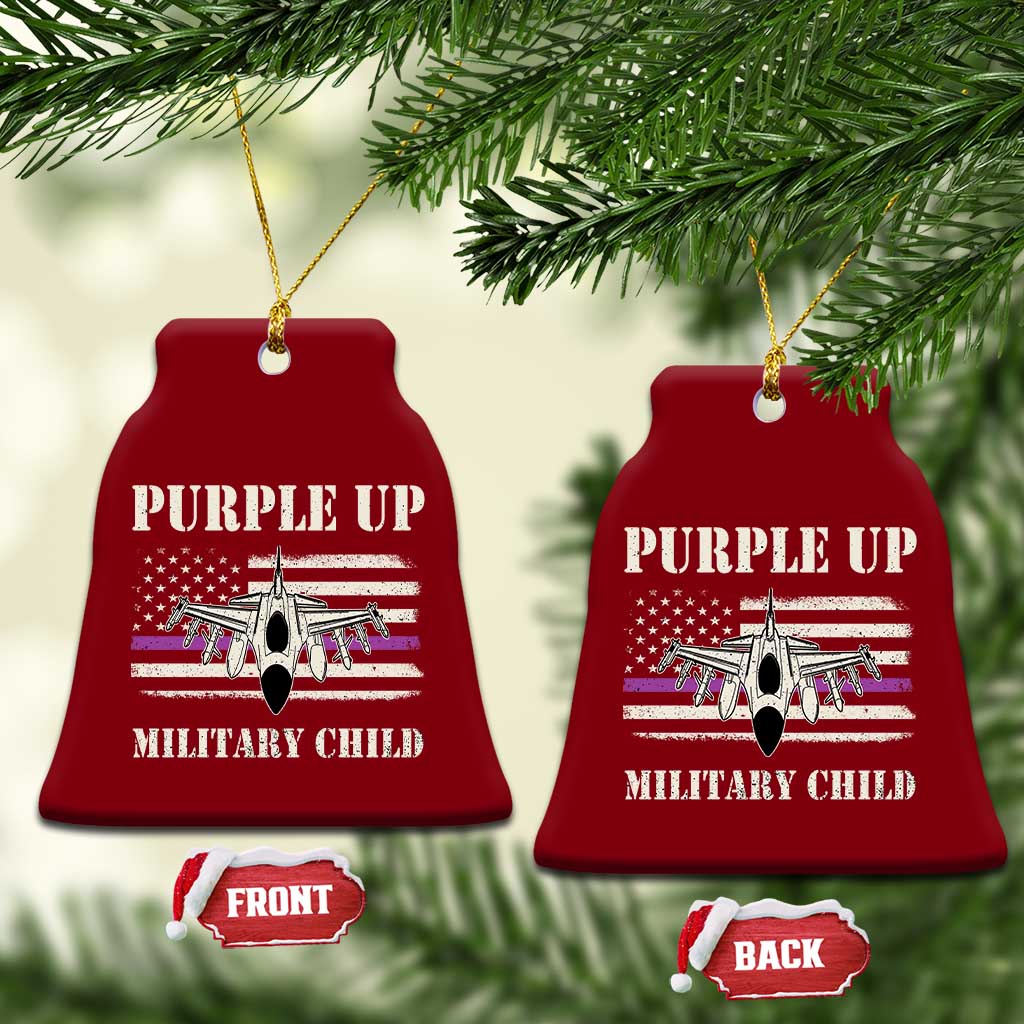 Purple Up For Military Kids Ceramic Ornament Month of Military Child Kids Air Force US Flag - Wonder Print Shop