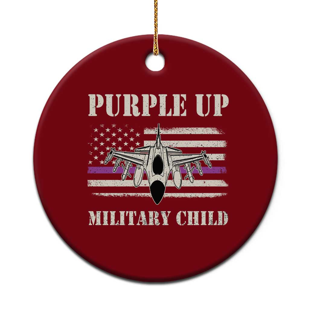 Purple Up For Military Kids Ceramic Ornament Month of Military Child Kids Air Force US Flag - Wonder Print Shop