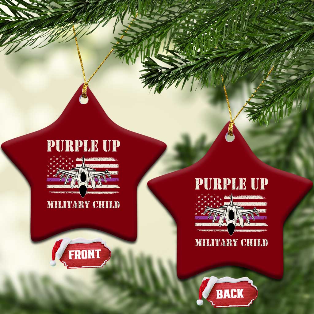Purple Up For Military Kids Ceramic Ornament Month of Military Child Kids Air Force US Flag - Wonder Print Shop
