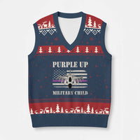 Purple Up For Military Kids V-Neck Knit Sweater Vest Month of Military Child Kids Air Force US Flag - Wonder Print Shop