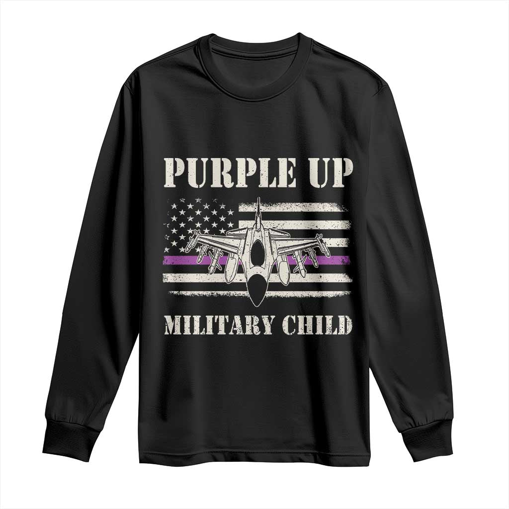 Purple Up For Military Kids Long Sleeve Shirt Month of Military Child Kids Air Force US Flag