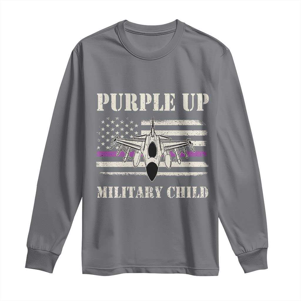 Purple Up For Military Kids Long Sleeve Shirt Month of Military Child Kids Air Force US Flag