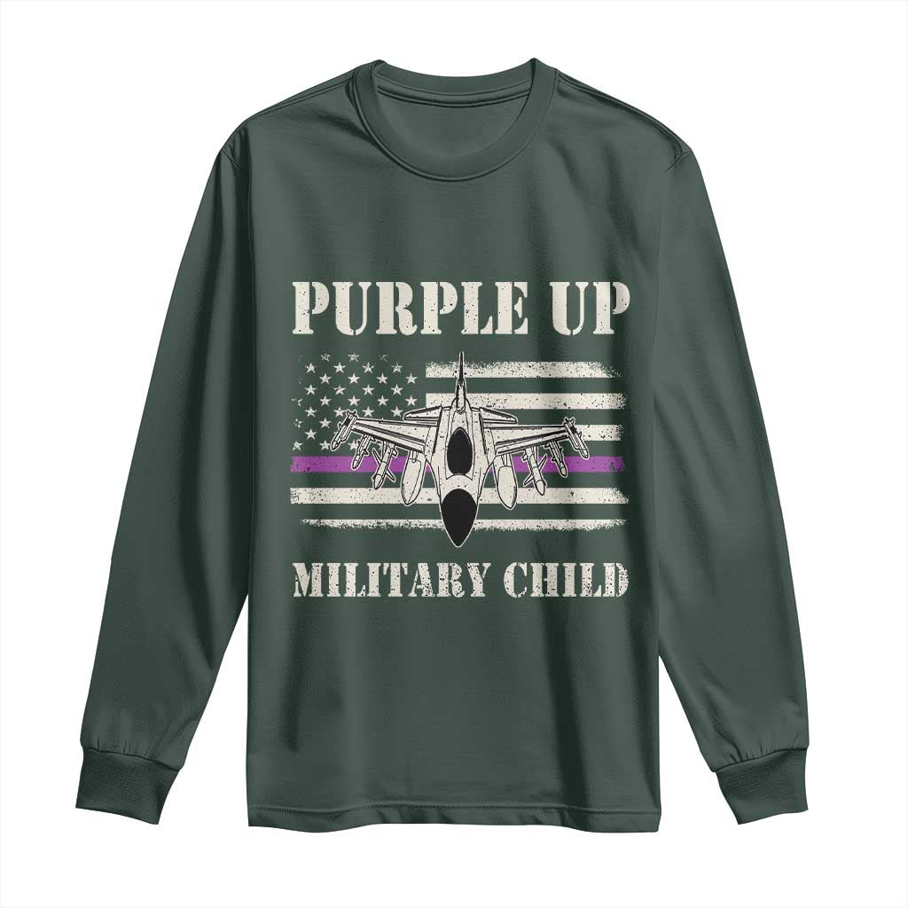 Purple Up For Military Kids Long Sleeve Shirt Month of Military Child Kids Air Force US Flag
