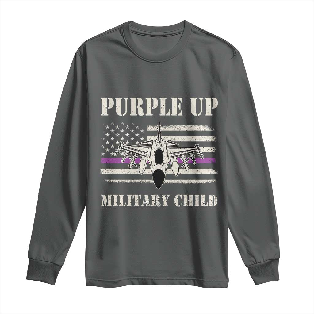 Purple Up For Military Kids Long Sleeve Shirt Month of Military Child Kids Air Force US Flag